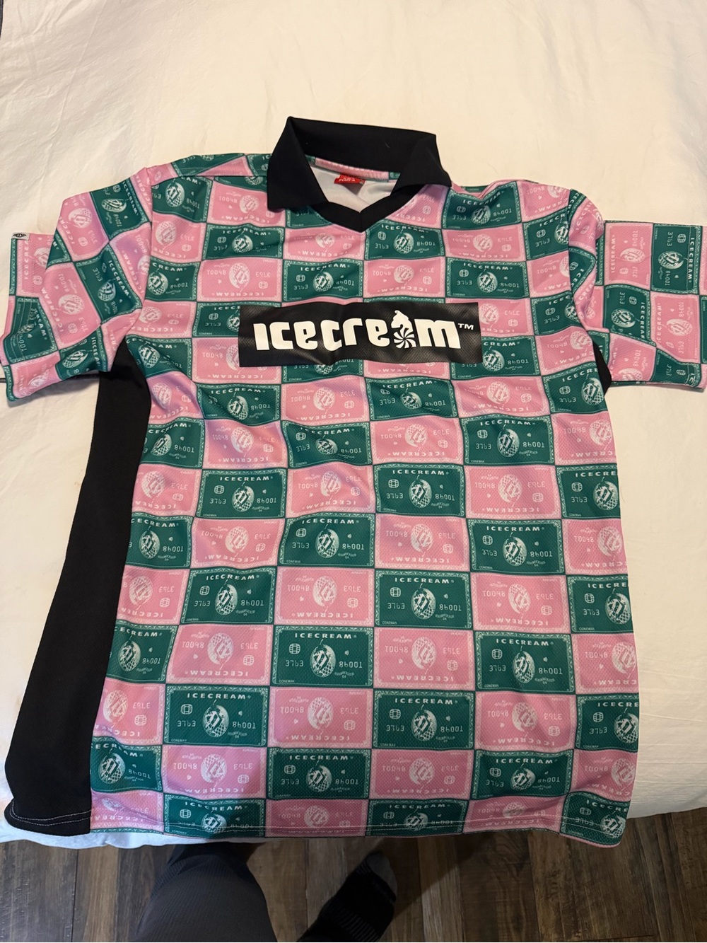 Icecream Pink & Green Checkerboard Logo Polo